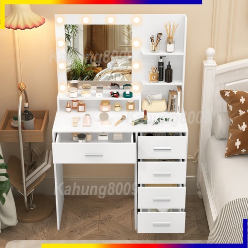 White vanity makeup table - vanity, with