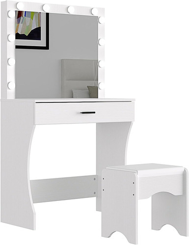 White vanity desk - white, with