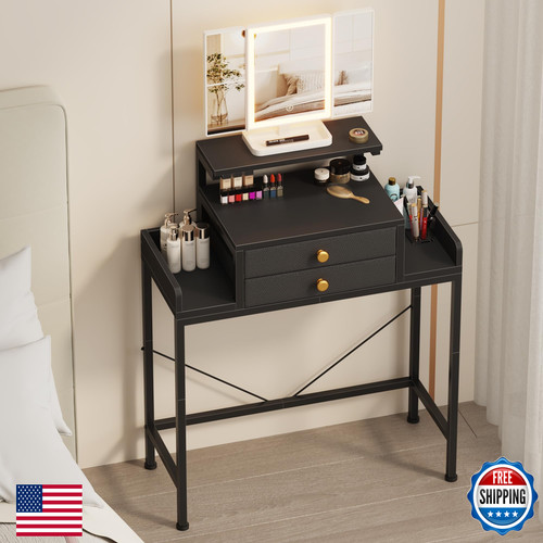 Higdbfe vanity desk mirror and - desk,